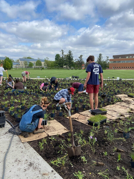 Grinnell College's prairie restoration project  Photo by Re:wild Your Campus
