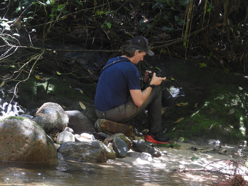 John C. Mittermeier, director of the lost birds program at American Bird Conservancy, photographing a dusky tetraka along a rocky riverbed in Madagascar. The species had been lost to science since 1999 until an expedition for the Search for Lost Birds found several individuals of the species in December 2022 and January 2023. (Photo by Lily-Arison Rene de Roland)
