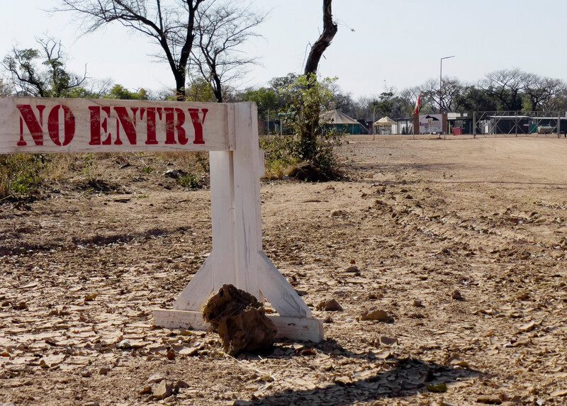 The first site at Kawe village. For now it appears that drilling is over at the two main drilling sites at Kawe and Mbambi in Kavango East region of Namibia. The rig is on a truck loaded to move from Mbambi, and at Kawe it seems the main drill pond has been filled in. (Photo by Re:wild)
