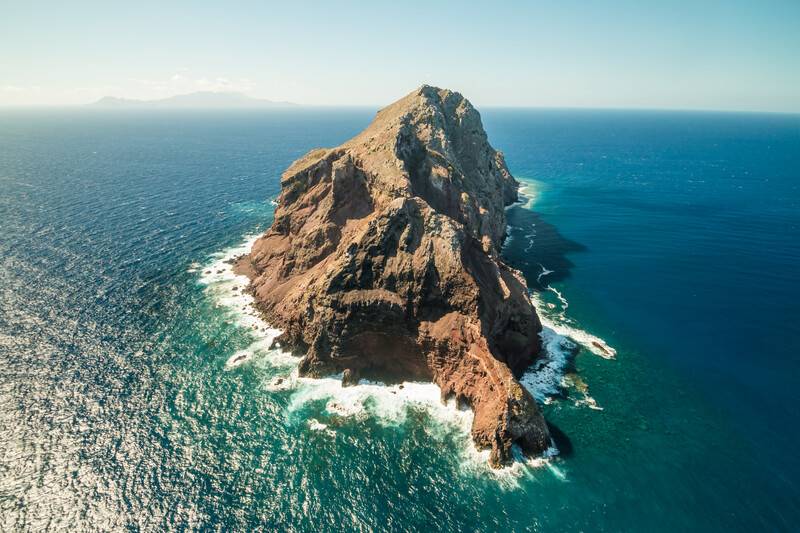 Redonda Island aerial before restoration.  © Ed Marshall / Fauna & Flora 
