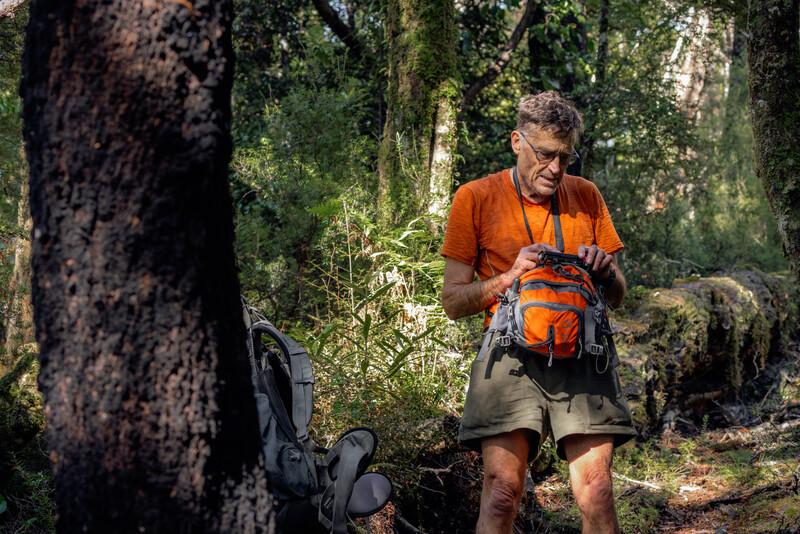 Rhys Buckingham on an expedition in search of the South Island Kōkako in Abel Tasman National Park in April 2023. (Photo by Rowan Nicholson)