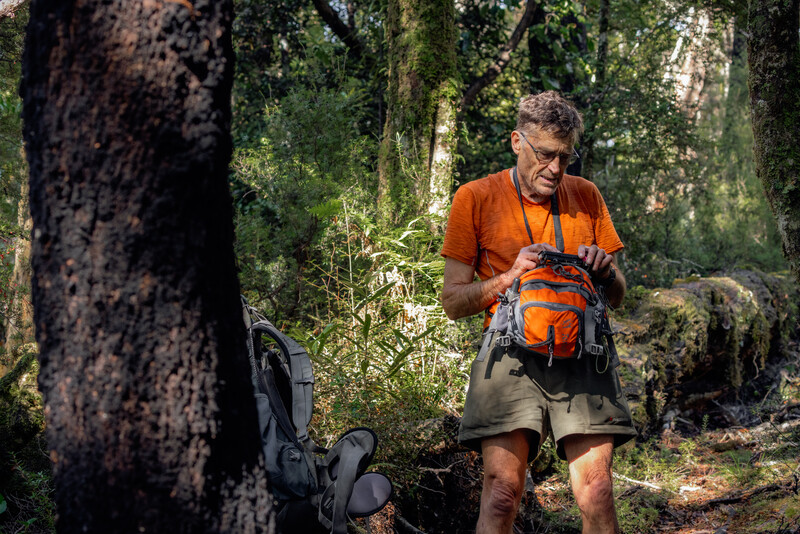 Rhys Buckingham on an expedition in search of the South Island Kōkako in Abel Tasman National Park in April 2023. (Photo by Rowan Nicholson)